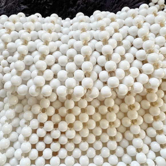 Vintage 1950’s Wedding White Beaded evening handbag purse clutch w/ zip closure - Picture 3 of 9